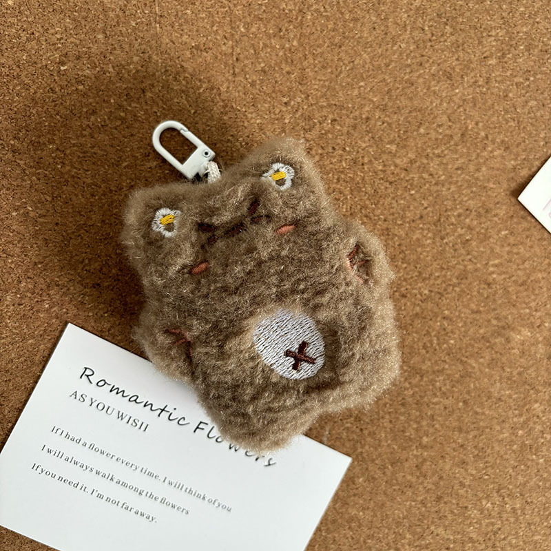 봉제 삐걱 거리는 다크 브라운 곰 키 체인