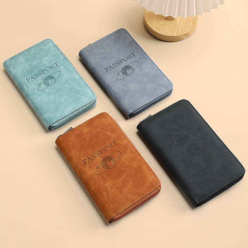 Cross-border 2024 nuevo pasaporte anti-magnético RFID zipper corto pasaporte de viaje bolsa multifuncional bolsa de documentos de almacenamiento