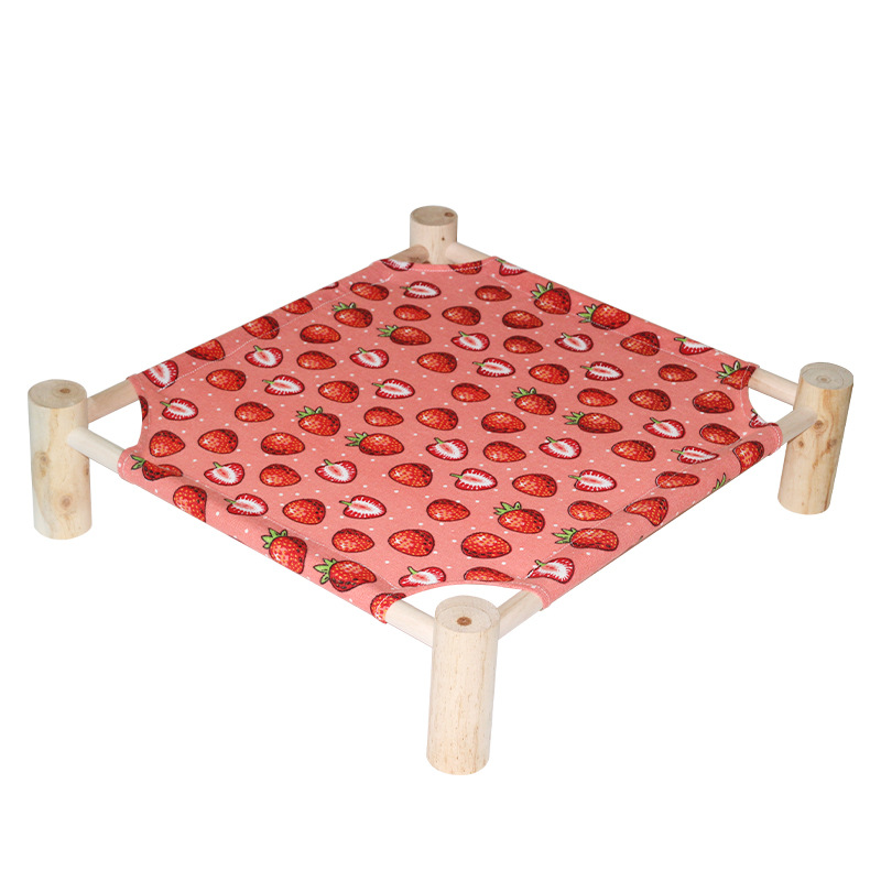 Cama Elevada de Madera para Mascotas, Desmontable y Lavable para Perros y Gatos