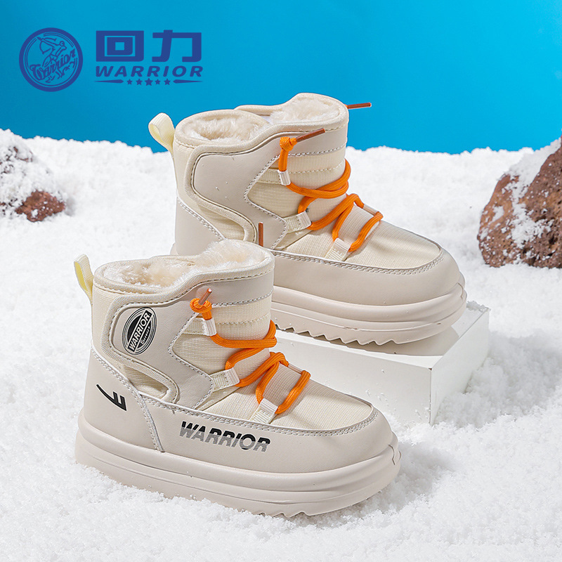 Retirada simple de color sólido para niños al aire libre botas de nieve de invierno de terciopelo calentamiento zapatos de algodón grueso zapatos para niños casuales versátiles
