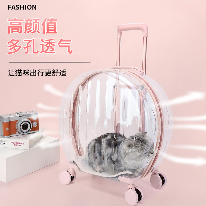Motorcycle pet manufacturers directly supply pet cat bags, trolley cases, transparent cat bags, portable cat portable transparent flight cases when going out