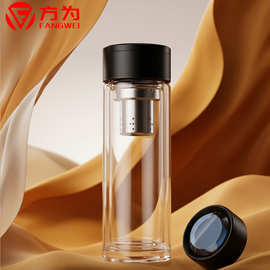 新款双层玻璃杯活动积分礼品加厚透明商务定制定做广告杯批发水杯