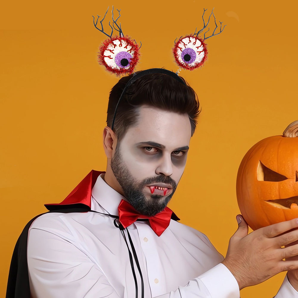 Nuevo cross-border Halloween cabello de calabaza de cabeza de araña arco fantasma fiesta decoración extraña tocado de murciélago de cuerno
