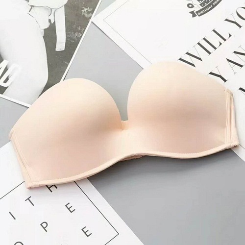 Anti-slip strapless bra for women Miracle Generation glossy thin half cup no rims seamless small chest push-up bra