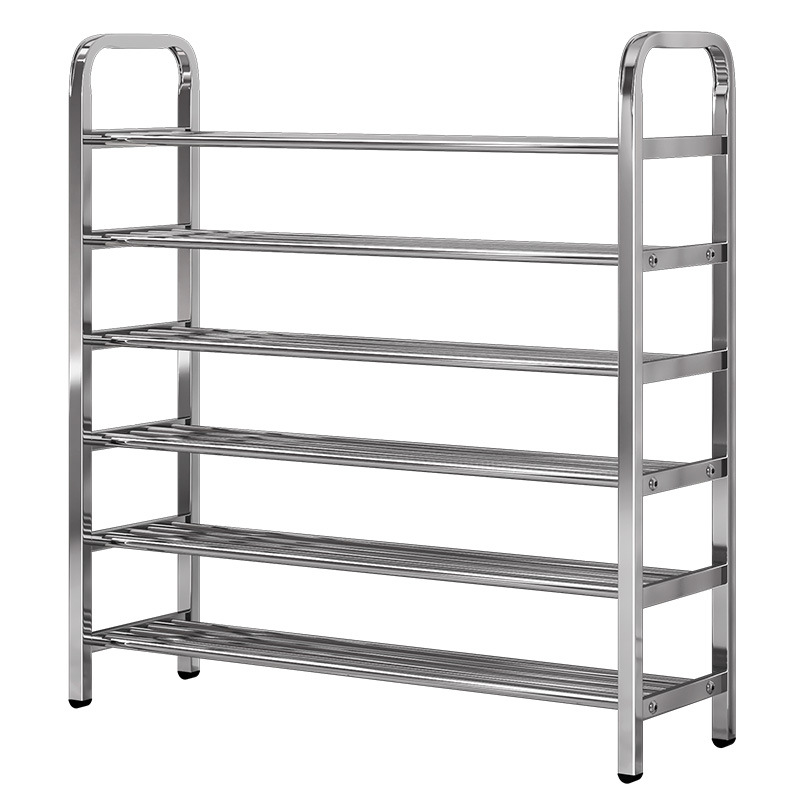 Estante de zapatos simple de acero inoxidable estante de almacenamiento de zapatos interior multicapa doméstico puerta de alquiler de dormitorio armario de zapatos económico