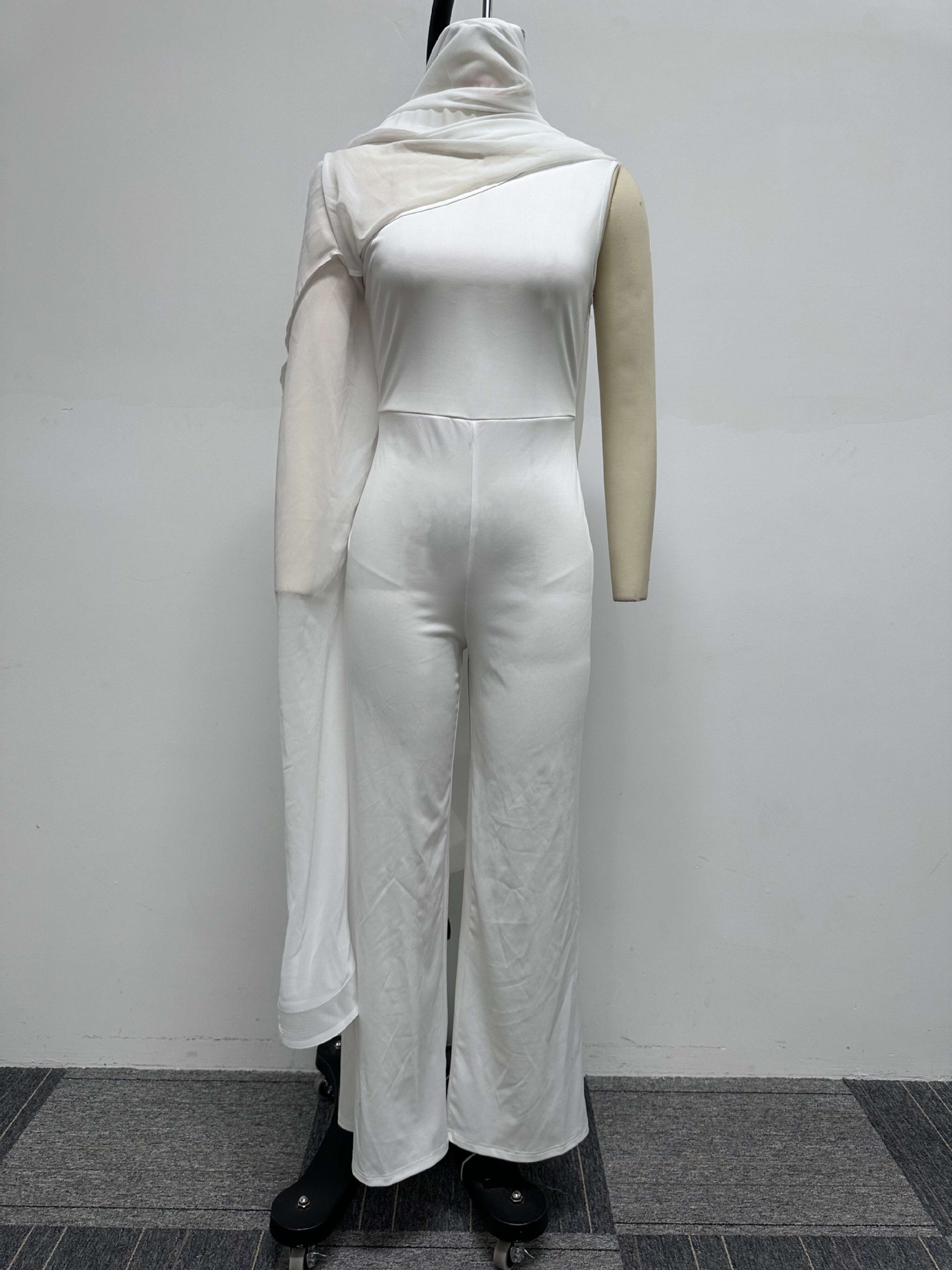 Sexy Multi Color One Shoulder Sleeveless Stitching Stretch Jumpsuit