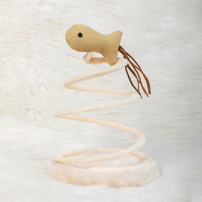 En stock al por mayor pipetao nuevo gato de juguete gato suministros espiral de alambre de acero primavera disco de lino