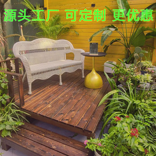 ◉ Outdoor Anti-Corrosion Wood Floor Balcony Courtyard Leisure Solid Wood Platform Garden Tatami Steps Waterproof Floor Set