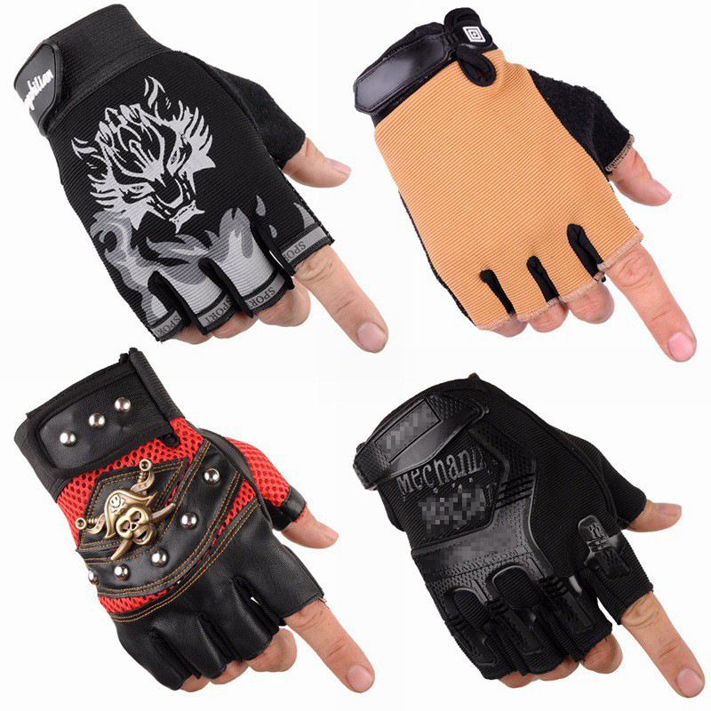 Riding guantes de medio dedo guantes tácticos transpirable antideslizante dedo abierto hombres y mujeres estudiante Delgado guantes deportivos al aire libre