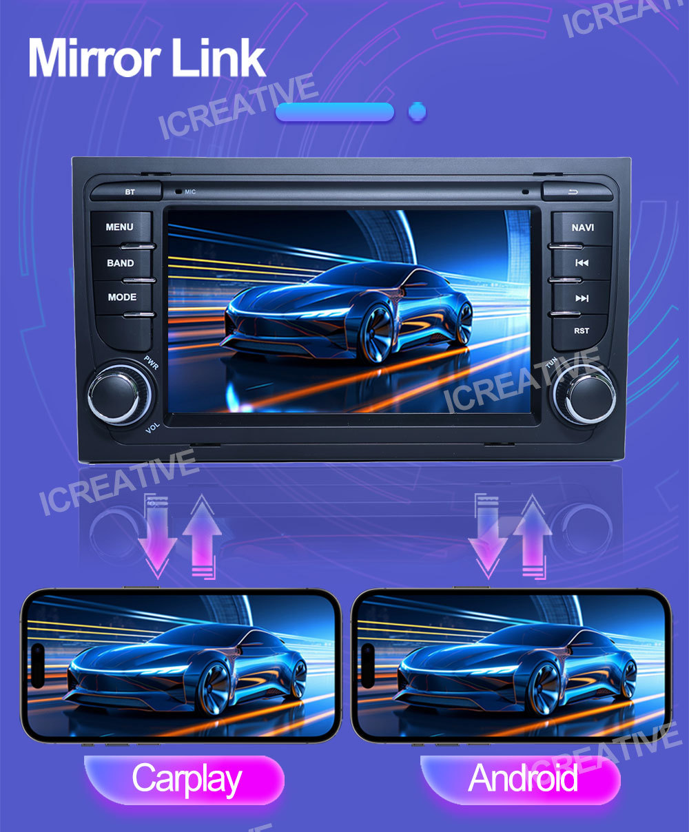 Suitable for 7inch Audi A4 Android Car Gps High-Definition Screen Mp5 Bluetooth Navigation All-In-One Carplay
