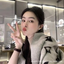 李小璐同款老花围巾羊绒双面大红明星同款围巾披肩女秋冬保暖披肩