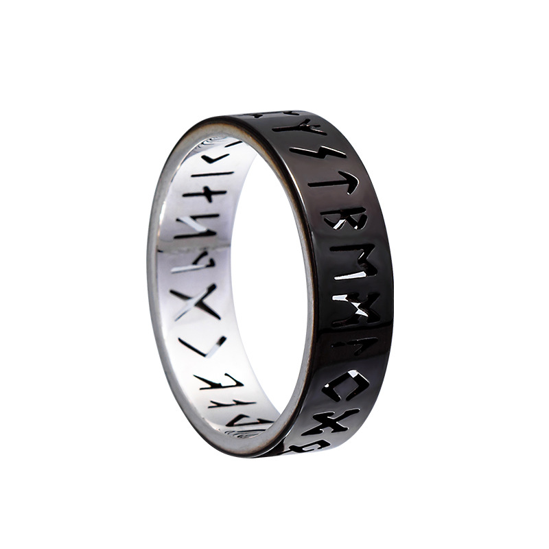 Hip-Hop, Retro Style Hip-Hop Retro Symbol Titanium Steel Plating Hollow Out Gold Plated PVD Coated Men's Rings Men Band Rings