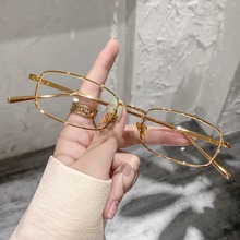 斯文败类眼镜框女小脸可配近视ins纯欲金丝平光镜男潮长方形小框
