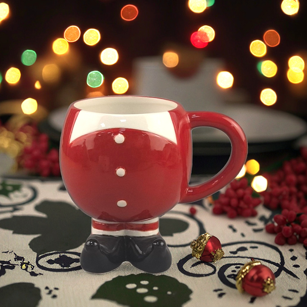 Taza de Santa de cerámica de venta caliente personalizada transfronteriza Taza de café americana pintada a mano Taza creativa Navidad