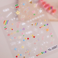 甘いかわいいネイルシール5Dレリーフ立体ドーパミンdiy要素ネイルシール装飾品YLモデル