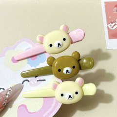 カレッジスタイル エンジョイベア かわいい 尖った口クリップ 前髪クリップ サイドクリップ ガールハート 尖った口クリップ 学生ヘアクリップ 女性