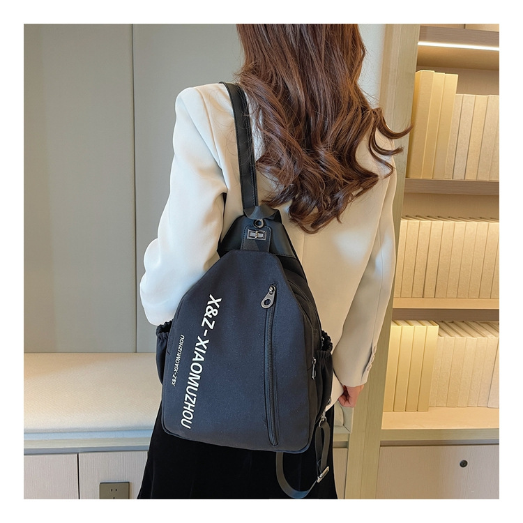 Cross-border women's multi-functional backpack, canvas chest bag, single-shoulder crossbody bag, multi-layered casual large-capacity bag undefined