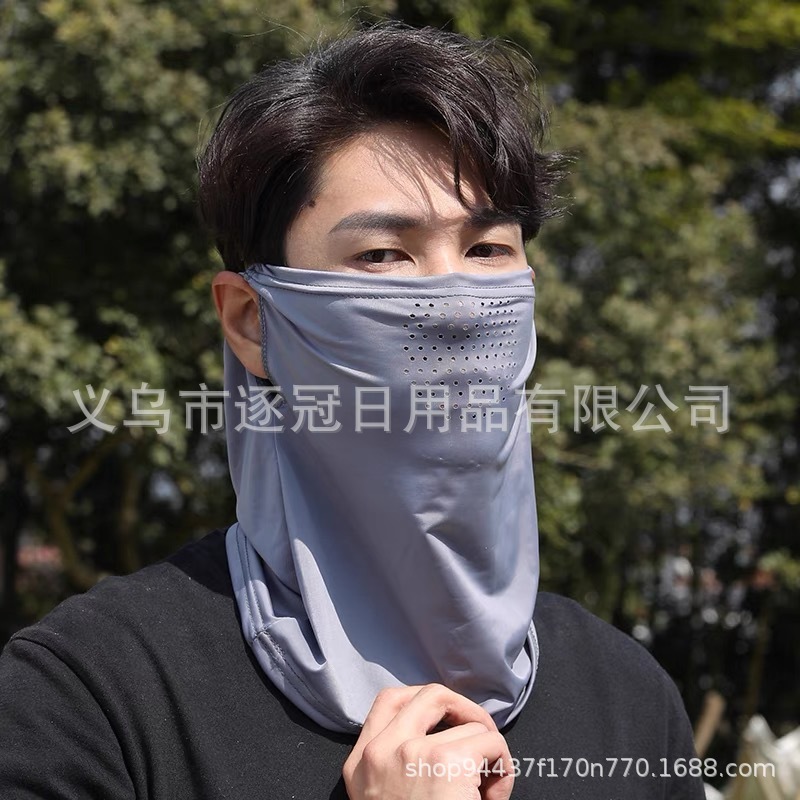 夏の日焼け止めアイスシルクマスク通気性ネックプロテクター一体型耳掛けネックウォーマー速乾性サイクリングネックウォーマー男性と女性用速乾性|undefined