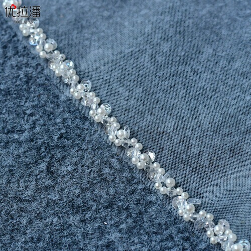 Ulapan AliExpress Bridal Heavy Industry Veil Korean Simple Hand-stitched Crystal Pearl Hemming Wedding Dress V134