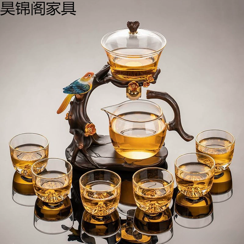 Glass automatic tea set for home use, teapot for office, tea cup, full set