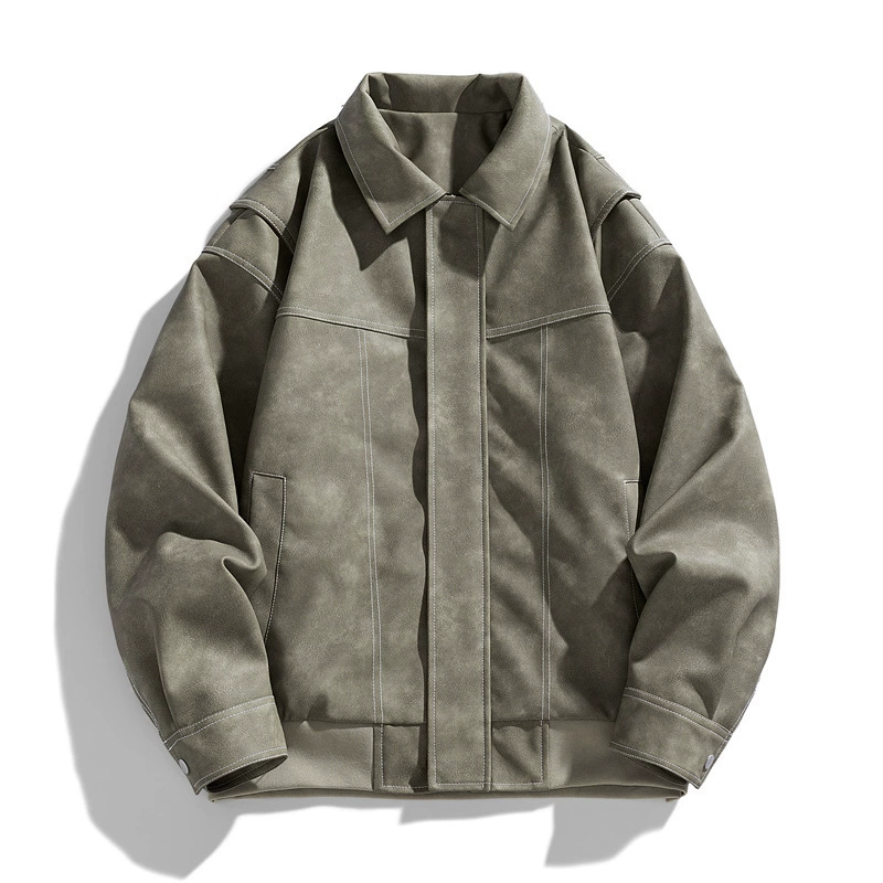 Пальто летнее retro polyurethane trend demi-season autumn мужская куртка для отдыха, американский стиль, свободный крой