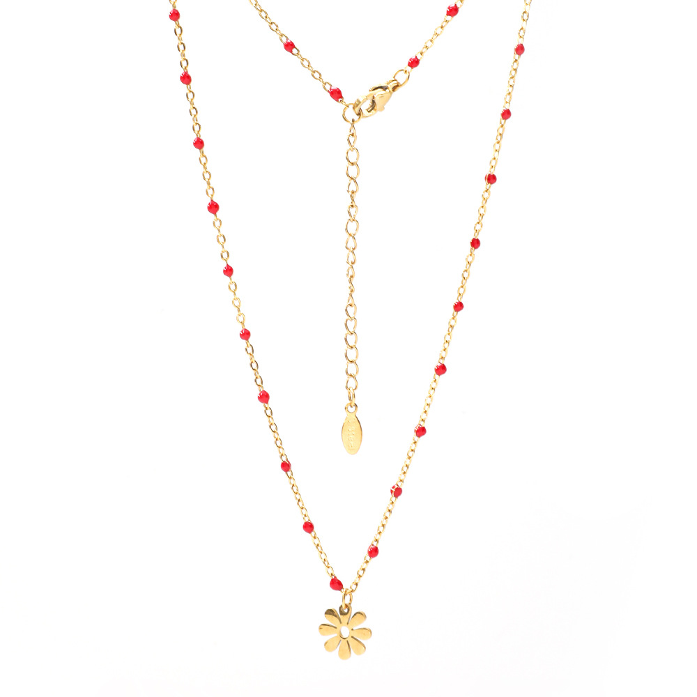 25g Weight Layered Necklaces Classification 1 Piece Quantity Holiday Occasion Stainless Steel Material Flower Pattern Women's Gender Plating Design Vacation Style Vacation Flower Stainless Steel Plating Layered Necklaces 4