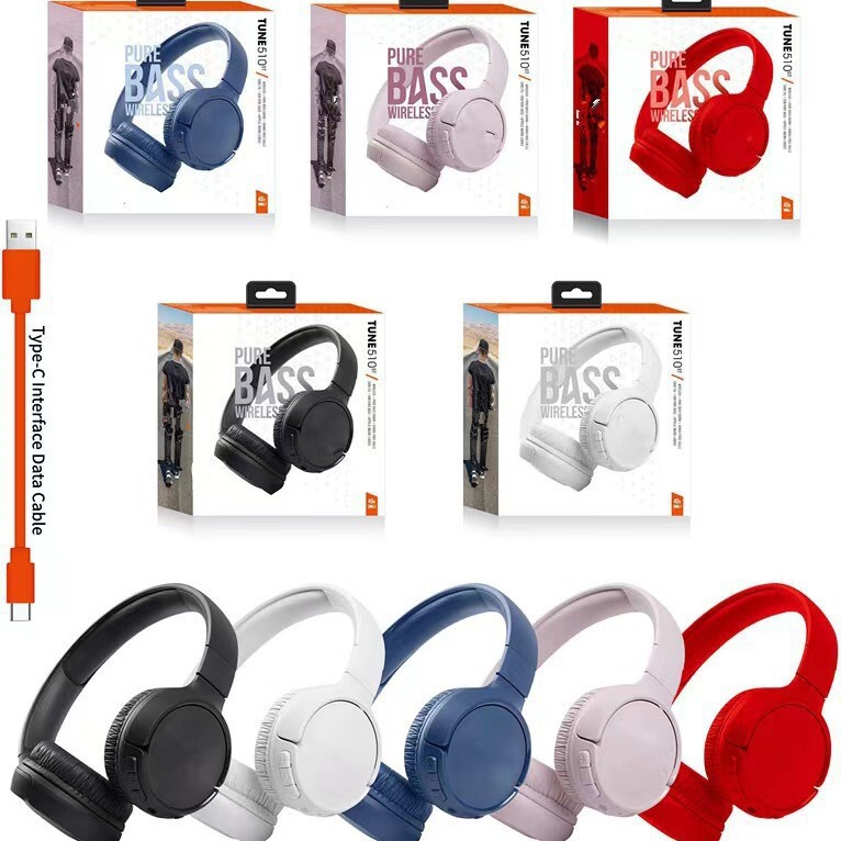 Cross-Border Jbl Tune510Bt Over-Ear Wireless Bluetooth Headphones with Deep Bass and Engraved Logo, Suitable for Music