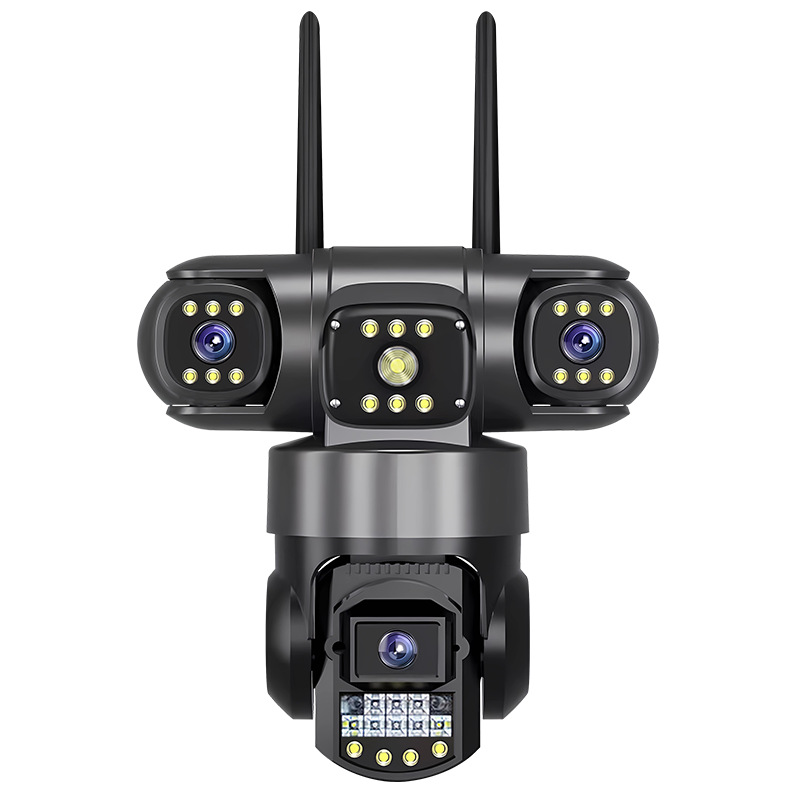 Cámara de Vigilancia PTZ V380 de Tres Lentes 360° de ABS Impermeable para Interior y Exterior image 6