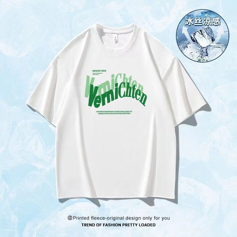 Camiseta de mangas cortas de hielo de Hong Kong 2025 verano caliente para hombres y mujeres transpirables sensación de secado rápido de moda blusa versátil