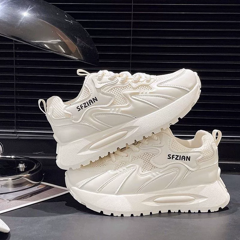 Новые полые туфли на толстой подошве повседневные кроссовки женские 2024 летние новые сетки дышащие дикие легкие спортивные арганские туфли