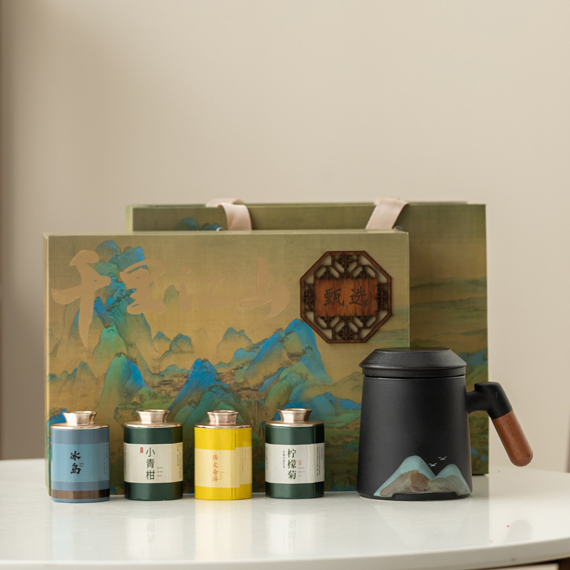 Taza de cerámica de tres piezas juego de regalos de negocios aniversario de la compañía PR regalos de mano logotipo tallado