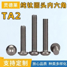 国标TA2纯钛钛合金圆头内六角螺丝钉盘头螺栓蘑菇头圆杯M3M4M5M6
