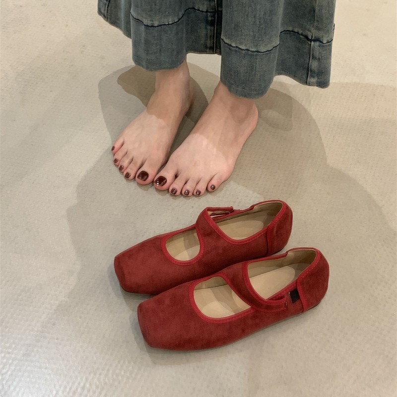 晚风方头懒人一脚蹬软底玛丽珍鞋2025平底内增高3cm芭蕾舞单鞋女|undefined