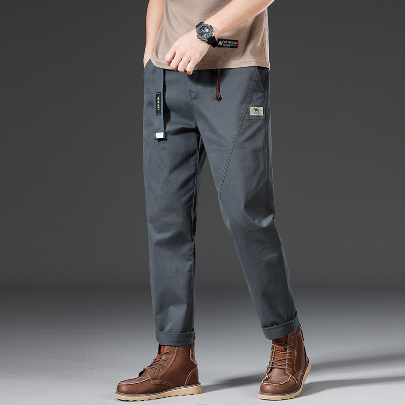 Pure Cotton Workwear Casual Pants for Men, Spring and Autumn Work Trousers, Loose Fit, Versatile Straight-Leg Men's Pants, Plus Size Trendy Brand