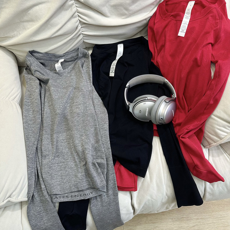 Luqi Lulu New Spring and Autumn Short Yoga Women's Clothing Seamless Knitted Sweat-Wicking Breathable Long-Sleeved Sports Fitness Top