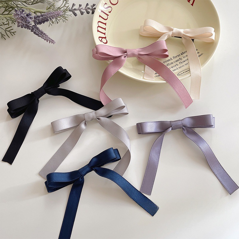 Women's Gender Ribbon Bow Hair Clip For Women Side Bangs Ponytail Holder Hair Accessory No Etching Fabric