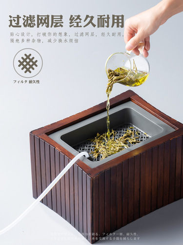 Wholesale tea water bucket bamboo tea bucket waste water bucket household tea table trash can tea utensils accessories filter drainage tea residue bucket 