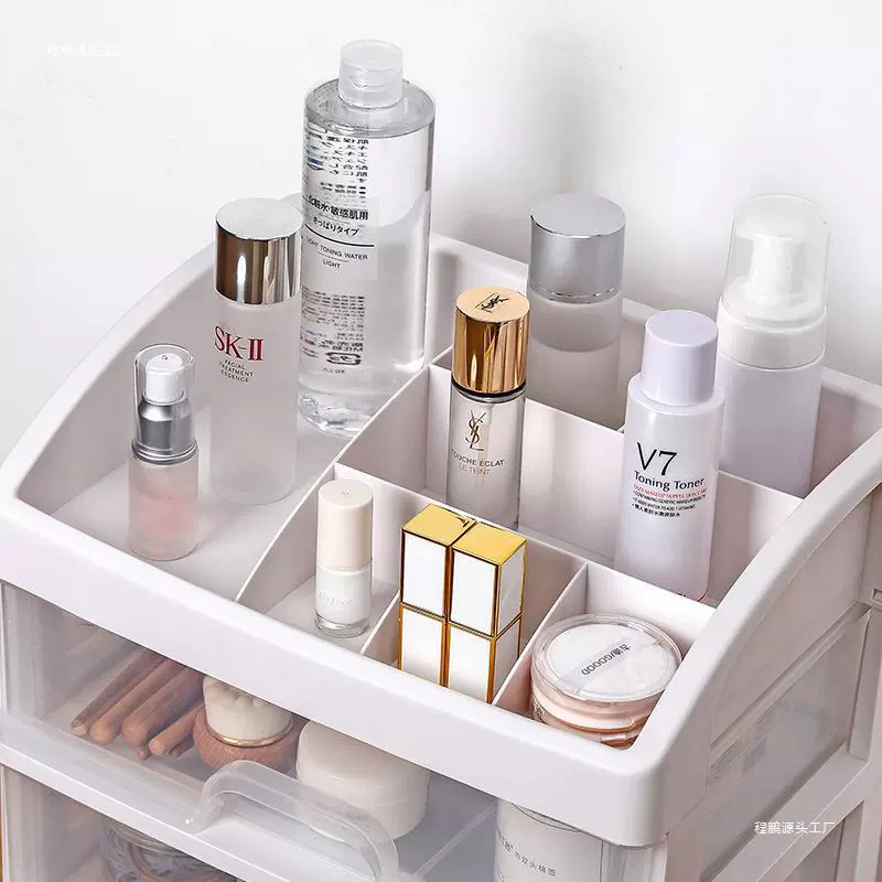 Cosmetic transparent storage box, table storage system, capacious lipstick, stationery