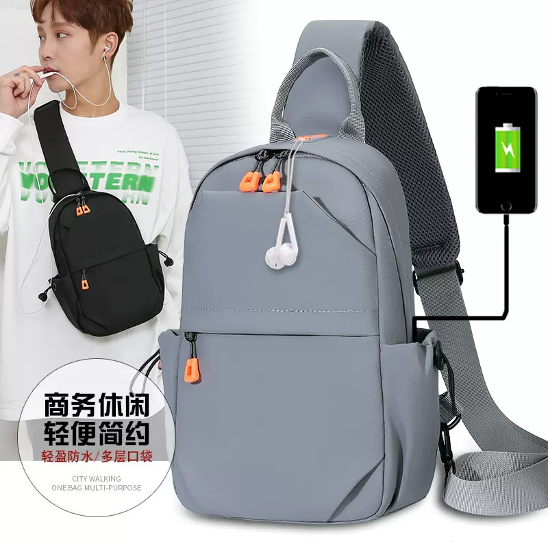 新款男士大款胸包韩版商务休闲轻便简约可斜挎单肩手提包跨境