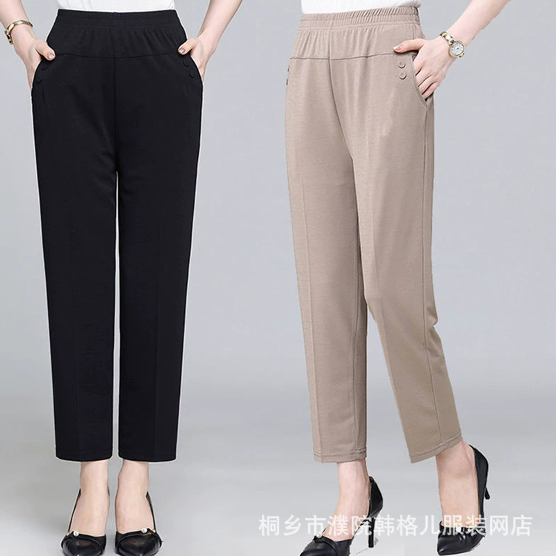 Брюки для мамы, весенние, осенние и летние, тонкие, повседневные эластичные женские брюки для среднего и пожилого возраста, брюки для старухи, осенняя одежда для бабушки среднего возраста