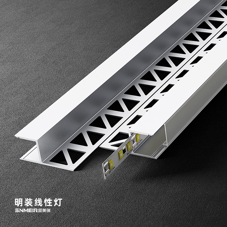 Nueva Luz de tira luminosa ascendente de aleación de aluminio LED lineal de aluminio ranura interior azulejo con tira de luz líneas decorativas image 5
