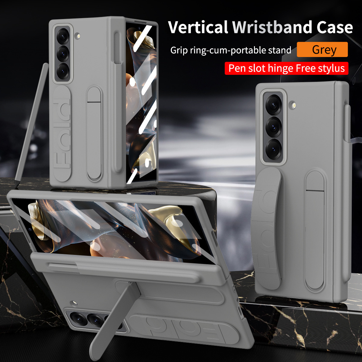 Gray [shell film + wrist strap + stand + pen tray]