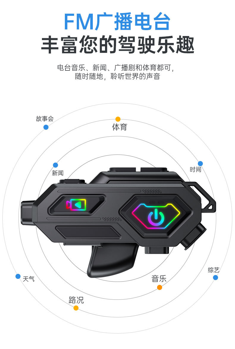 Cross-Border Supply Motorcycle Helmet Bluetooth Headset 5.3 Hd Camera for Riding and Photography, Dual Intercom Helmet Earpiece