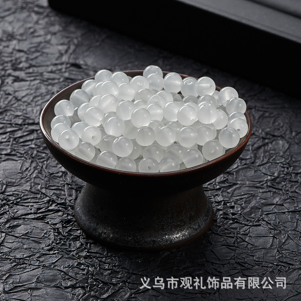 Primavera y verano imitación de cristal imitación de jade natural de 8mm de color sólido perlas de vidrio perlas diy accesorios de pulsera perlas sueltas