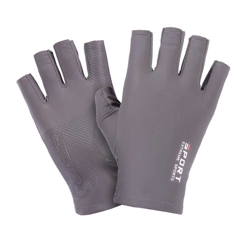 Ice Silk Half-Finger Cycling Sports Fitness Men's and Women's Suitable for Men's Fingerless Driving High-Elastic Comfortable Sun Protection Gloves