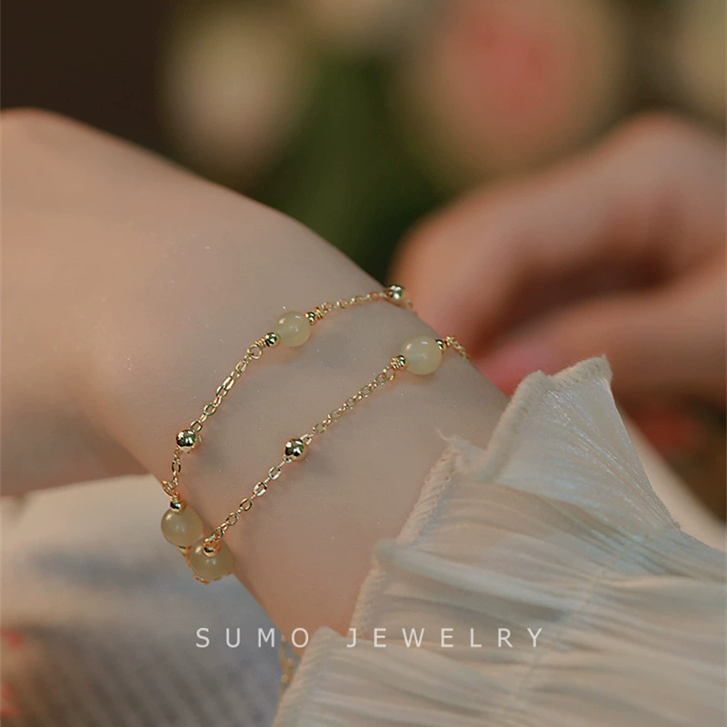Small design universal chain, one bead bracelet, high-end, western style