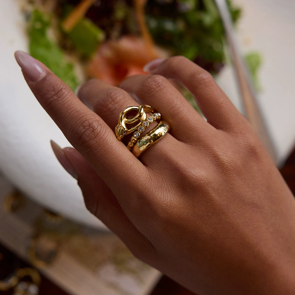 杰鼎 Genuine ring stainless steel, accessory, does not fade, light luxury style, high-quality style, (Cross-border trading)