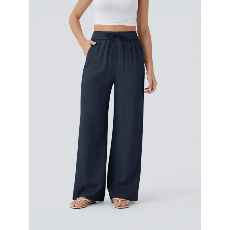 2026 Amazon High-Waisted Drawstring Side-Pocket Wide-Leg Casual Sports Pants Flowy Wide-Leg Beach Pants with Elastic Waistband 2026 Amazon High-Waisted Drawstring Side-Pocket Wide-Leg Casual Sports Pants Flowy Wide-Leg Beach Pants with Elastic Waistband