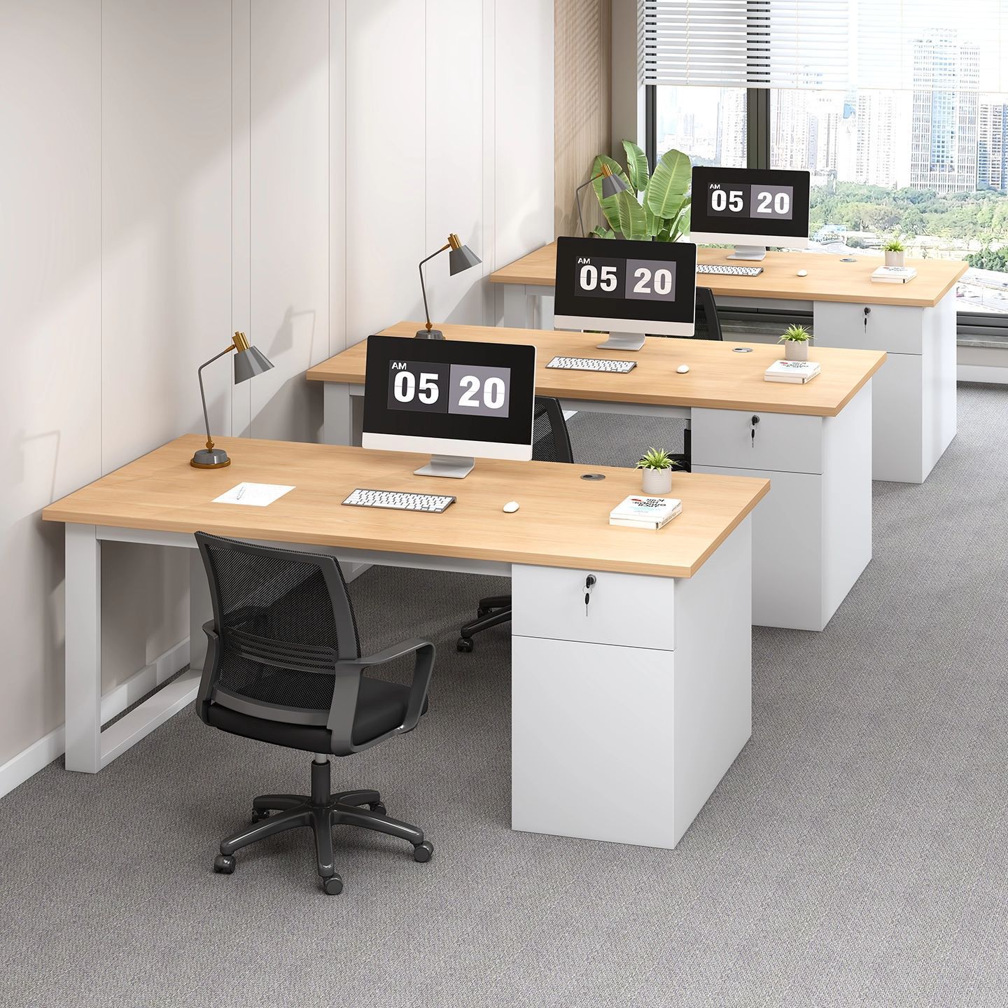 Office Desk and Chair Combination Boss Desk Desktop Computer Desk Home Simple Modern Office Employee Desk Staff Desk