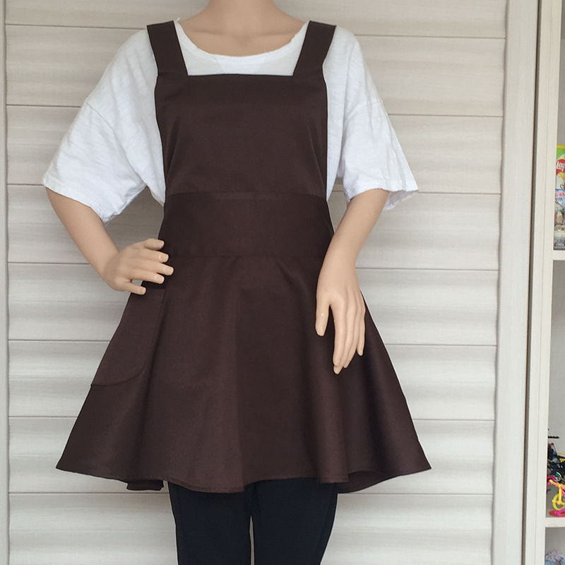여성용 라지 트럼펫 앞치마-브라운